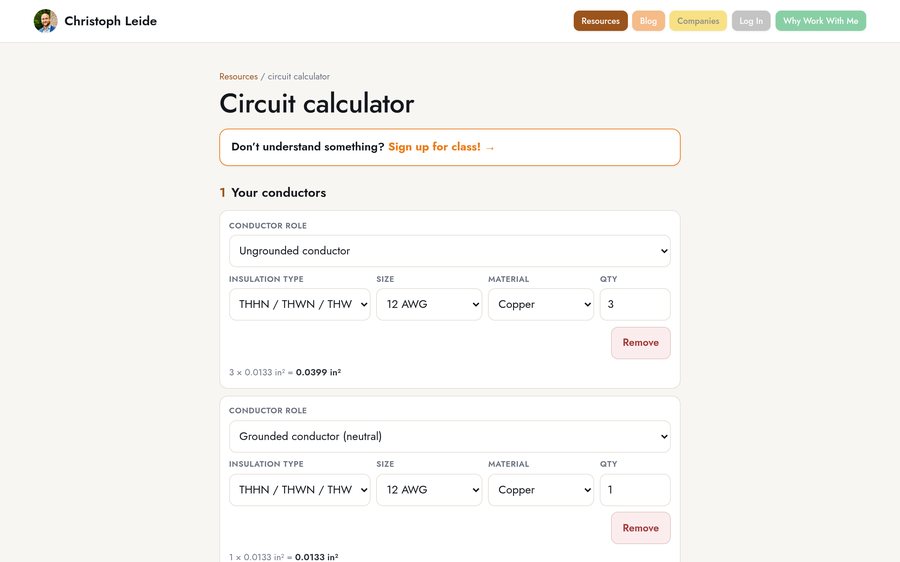 The circuit calculator tool