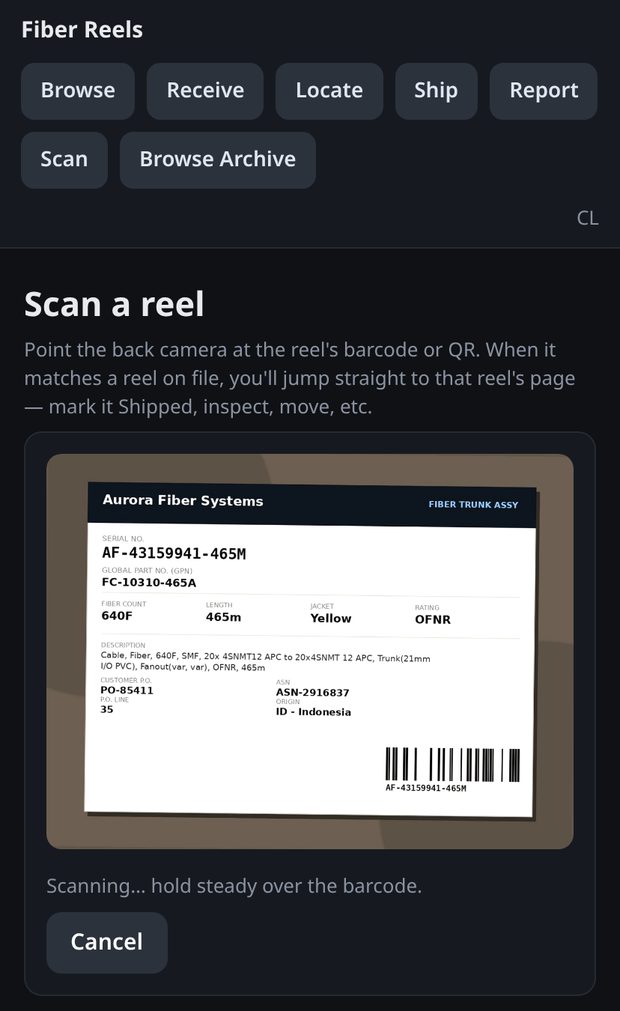 The barcode scanner on a phone